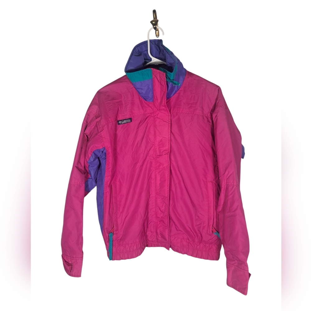 Vintage 90s Columbia Colourful Bugaboo Windbreaker Size Medium Pink Purple Blue